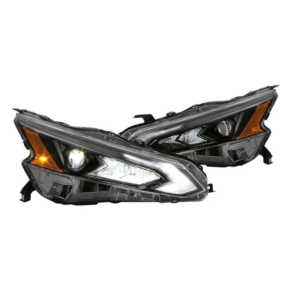 Spyder® - Driver and Passenger Side Chrome Factory Style Projector LED Headlights with DRL, Nissan Altima