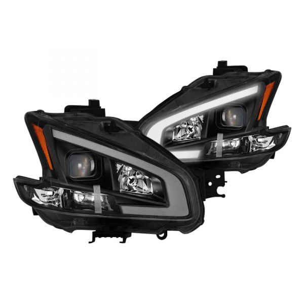 Spyder® - Black LED DRL Bar Projector Headlights, Nissan Maxima
