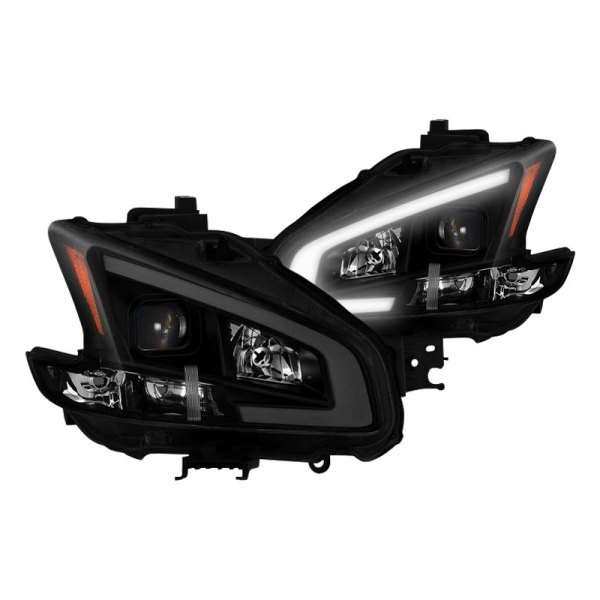 Spyder® - Black/Smoke LED DRL Bar Projector Headlights, Nissan Maxima
