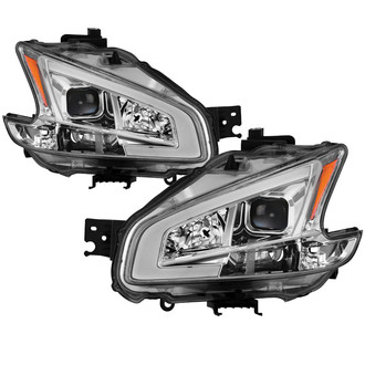 Spyder® - Driver and Passenger Side Chrome LED DRL Bar Projector Headlights