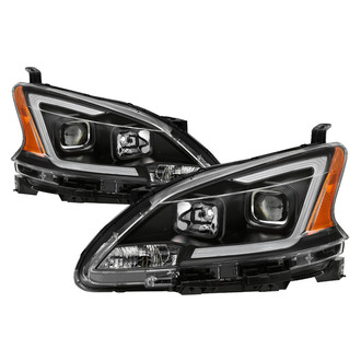 Spyder® - Driver and Passenger Side Black LED DRL Bar Projector Headlights