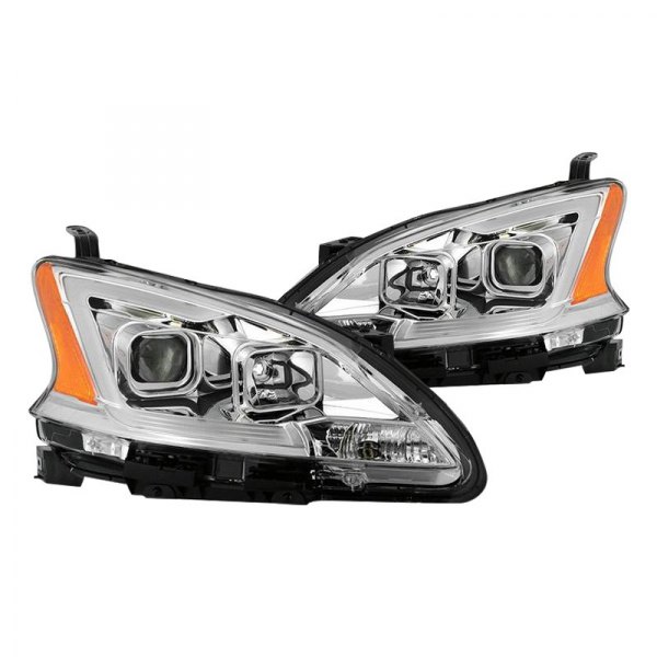 Spyder® - Chrome LED DRL Bar Projector Headlights, Nissan Sentra