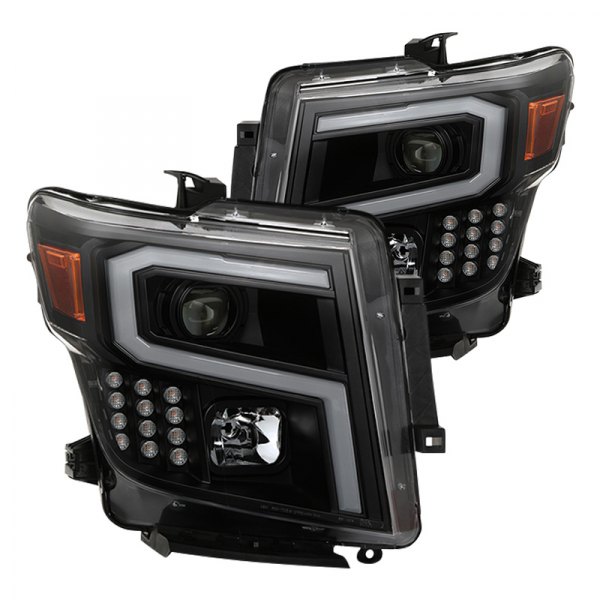 Spyder® - Black/Smoke LED Light Tube Projector Headlights, Nissan Titan