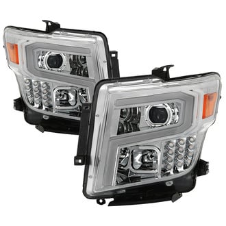 Spyder® - Driver and Passenger Side Chrome LED Light Tube Projector Headlights