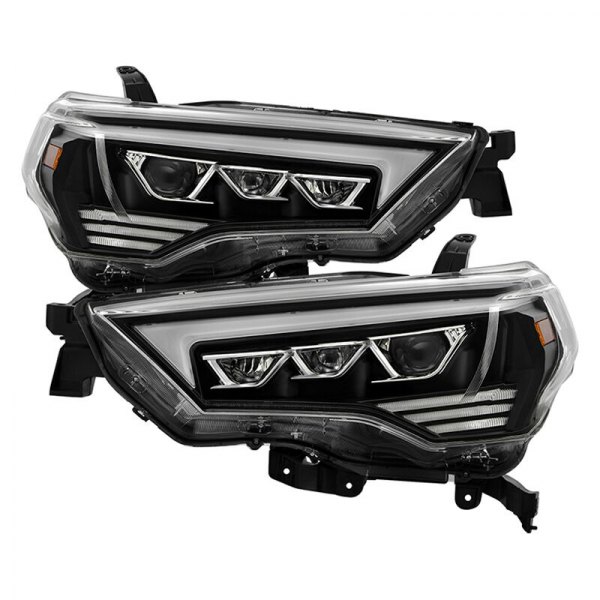 Spyder® - Black DRL Bar Projector Headlights with Sequential LED Turn Signal