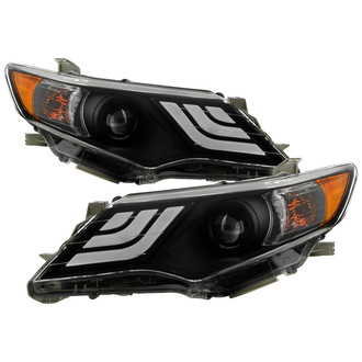 Spyder® - Driver and Passenger Side Black Projector Headlights with LED DRL