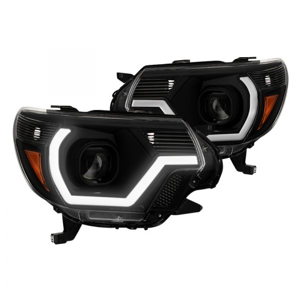 Spyder® - Black LED Light Tube Projector Headlights, Toyota Tacoma
