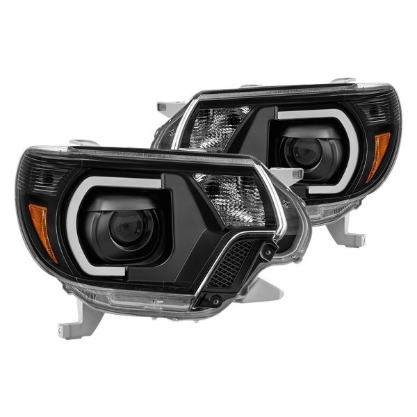 Spyder® - Black LED Light Tube Projector Headlights, Toyota Tacoma