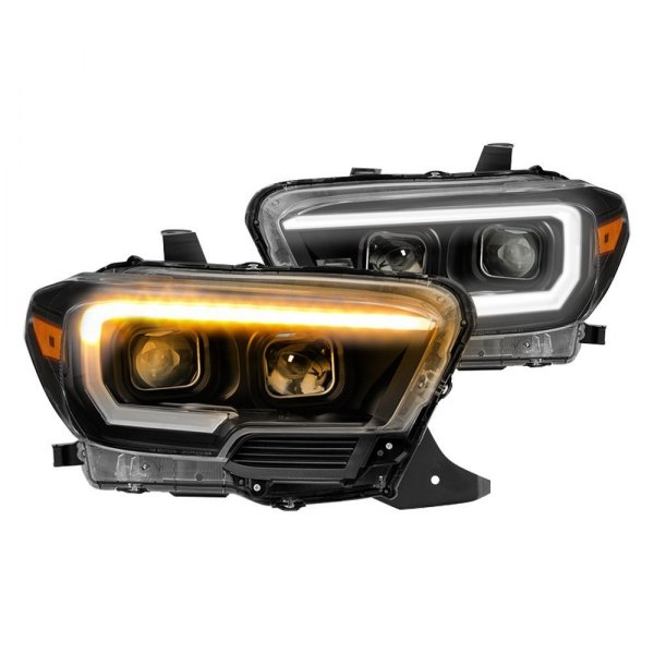 Spyder® - Black Sequential LED DRL Bar Projector Headlights, Toyota Tacoma