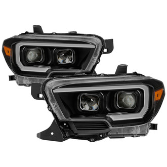 Spyder® - Driver and Passenger Side Black Sequential LED DRL Bar Projector Headlights