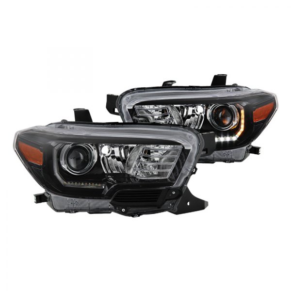 Spyder® - Black LED DRL Bar Projector Headlights, Toyota Tacoma