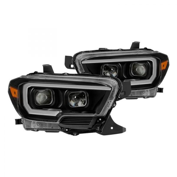 Spyder® - Black Sequential LED Light Tube Projector Headlights, Toyota Tacoma