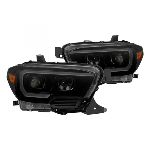 Spyder® - Black/Smoke Sequential LED Light Tube Projector Headlights, Toyota Tacoma