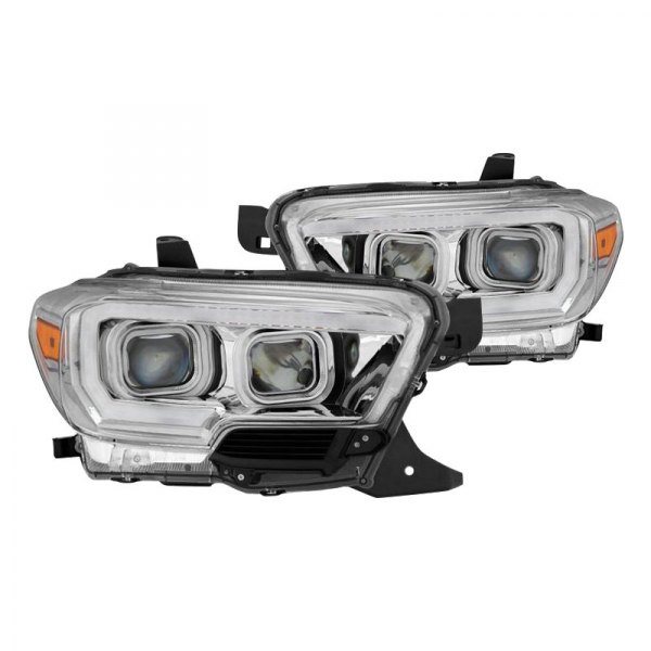 Spyder® - Chrome Sequential LED Light Tube Projector Headlights, Toyota Tacoma