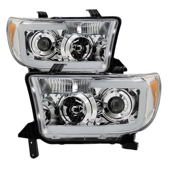 Spyder® - Driver and Passenger Side Chrome LED Light Tube Projector Headlights