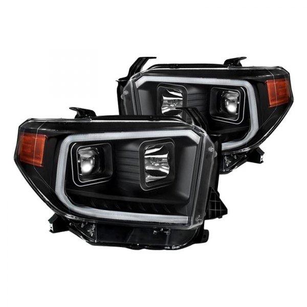 Spyder® - Black LED Light Tube Projector Headlights, Toyota Tundra