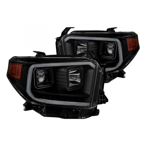Spyder® - Black/Smoke LED Light Tube Projector Headlights, Toyota Tundra