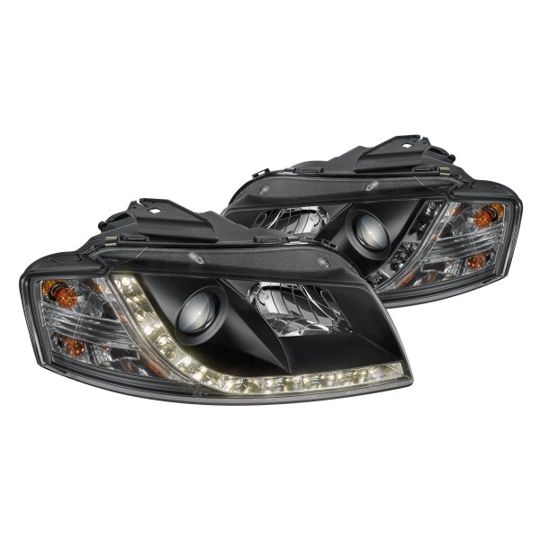Spyder® - Black Projector Headlights with Parking LEDs, Audi A3