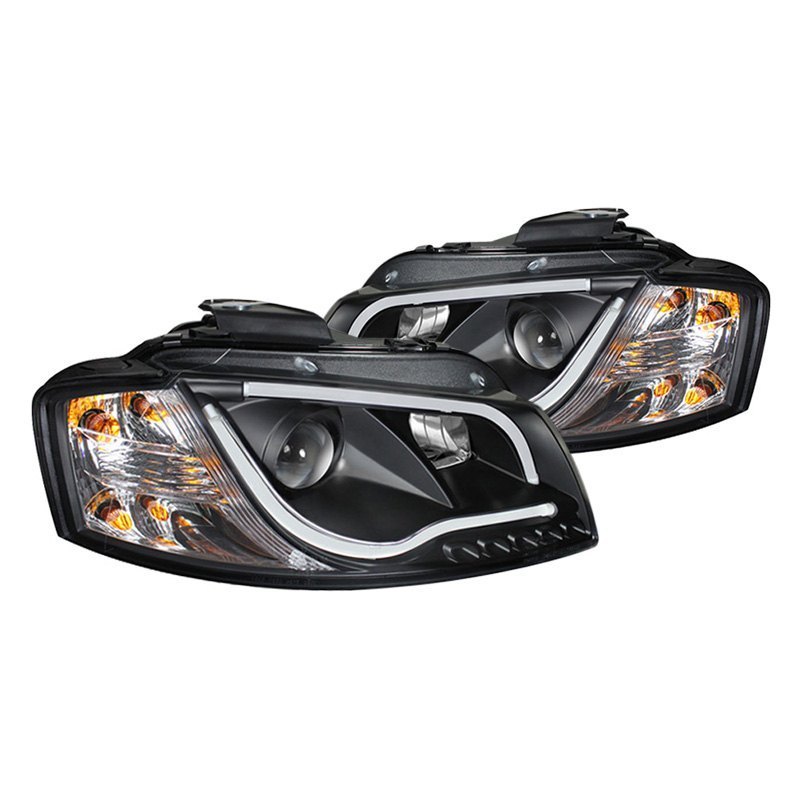 Black led. Audi a3 led Headlight. Spyder Black Projector Headlights w/ DRL Light Bar 2006-2007 WRX / 2006-2007 STI W/ Factory Halogen only. Audi a2 Design Headlight.