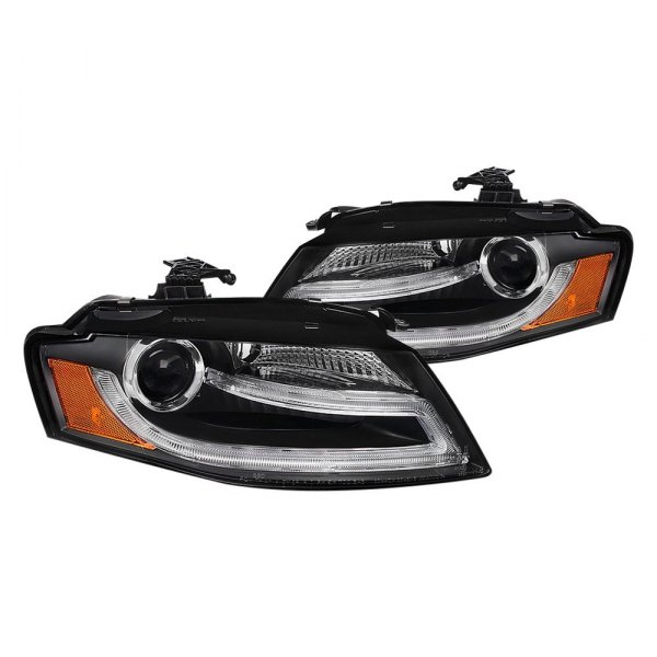 Spyder® - Black LED Light Tube Projector Headlights, Audi A4
