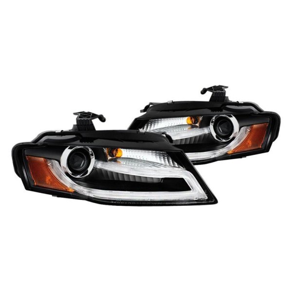 Spyder® - Black LED Light Tube Projector Headlights, Audi A4