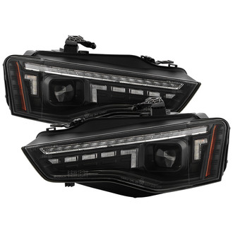 Spyder® - Apex Series Driver and Passenger Side Black Light Tube LED Headlights with Sequential Turn Signal