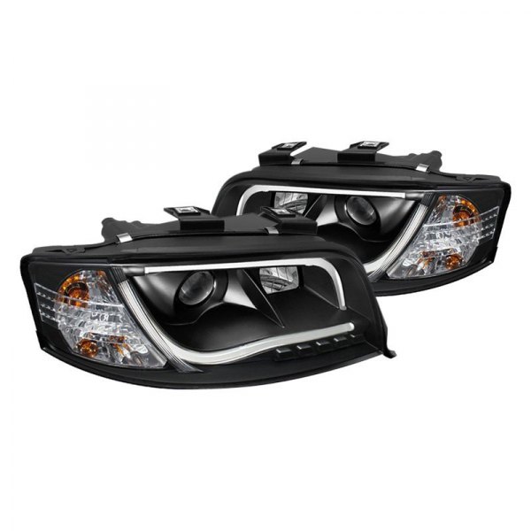 Spyder® - Black LED Light Tube Projector Headlights, Audi A6