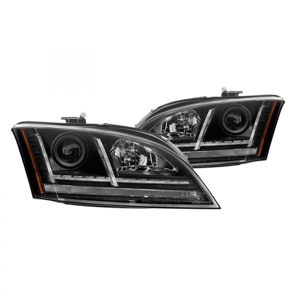 Spyder® - Black Light Tube Projector Headlights with Sequential LED Turn Signal, Audi TT