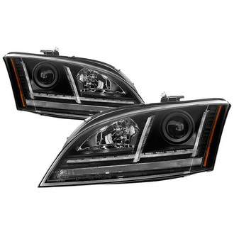 Spyder® - Signature Series Driver and Passenger Side Black Light Tube Projector Headlights with Sequential LED Turn Signal