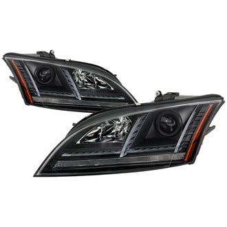 Spyder® - Signature Series Driver and Passenger Side Black Light Tube Projector Headlights with Sequential LED Turn Signal