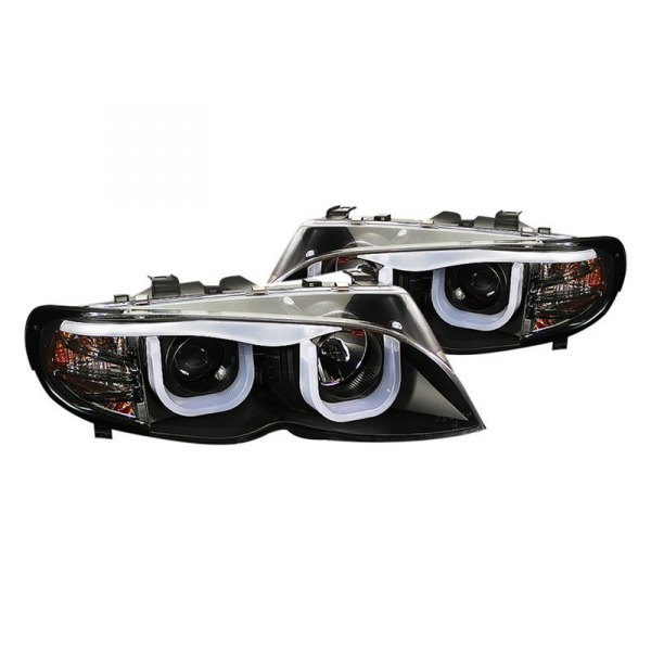 Spyder® - Black 3D LED Light Tube Halo Projector Headlights, BMW 3-Series