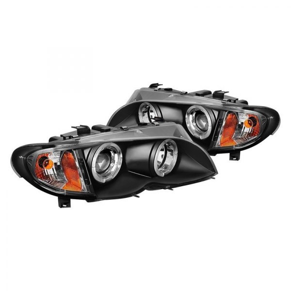 Spyder Auto PRO-YD-BMWE4602-4D-AM-BK BMW E46 3-Series 4-Door Black Halo Projector Headlight 