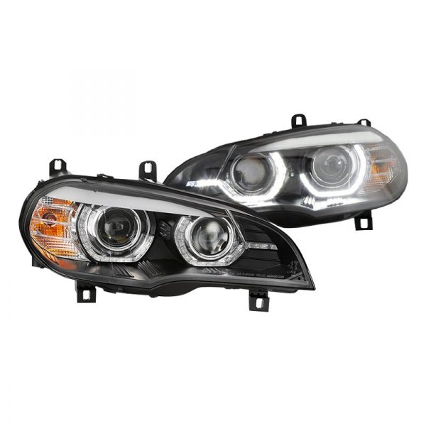 Spyder® - Black Light Tube Projector Headlights with LED Turn Signal, BMW X5