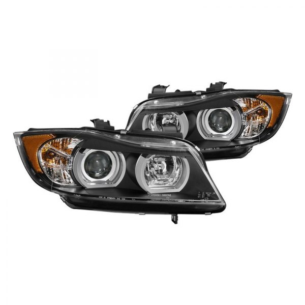 Spyder® - Black LED Light Tube Projector Headlights, BMW 3-Series