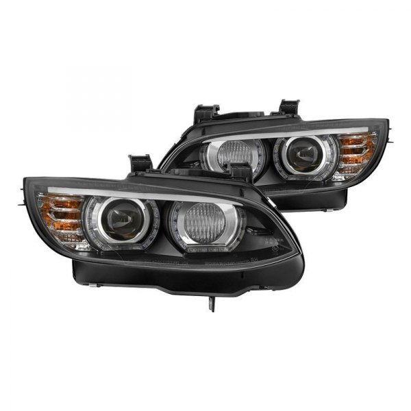 Spyder® - Black LED Light Tube Halo Projector Headlights, BMW 3-Series