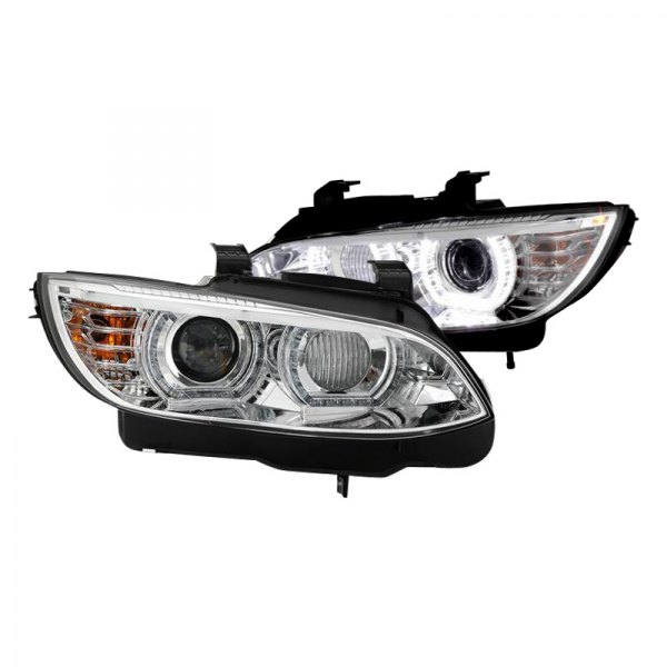 Spyder® - Chrome LED Light Tube Halo Projector Headlights, BMW 3-Series