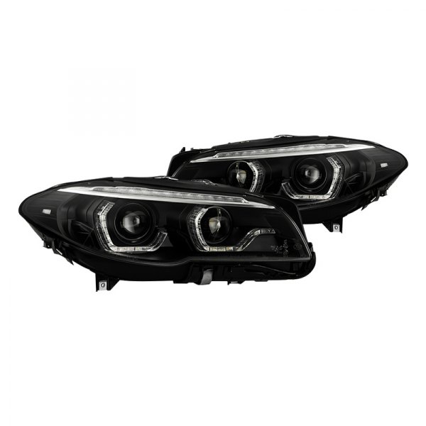 Spyder® - Black Light Tube Projector Headlights with LED Sequential Turn Signal, BMW 5-Series