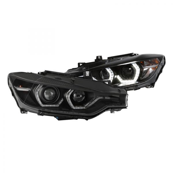 Spyder® - Black LED Light Tube Halo Projector Headlights, BMW 3-Series