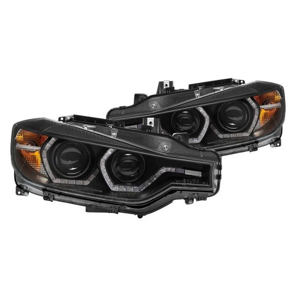 Spyder® - Black LED Light Tube Projector Headlights, BMW 3-Series