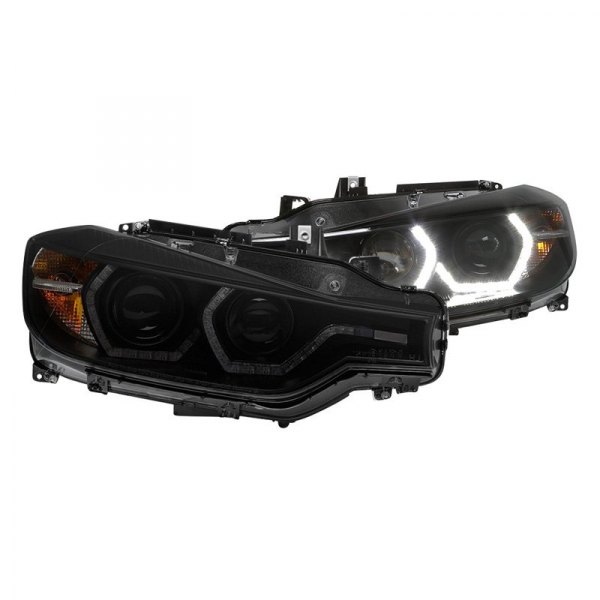 Spyder® - Black/Smoke LED Light Tube Projector Headlights, BMW 3-Series