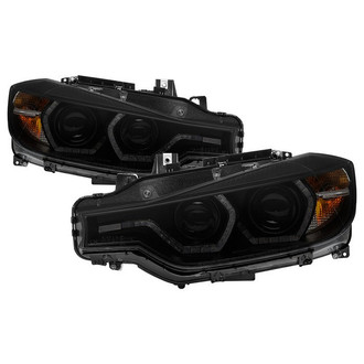 Spyder® - Signature Series Driver and Passenger Side Black/Smoke LED Light Tube Projector Headlights
