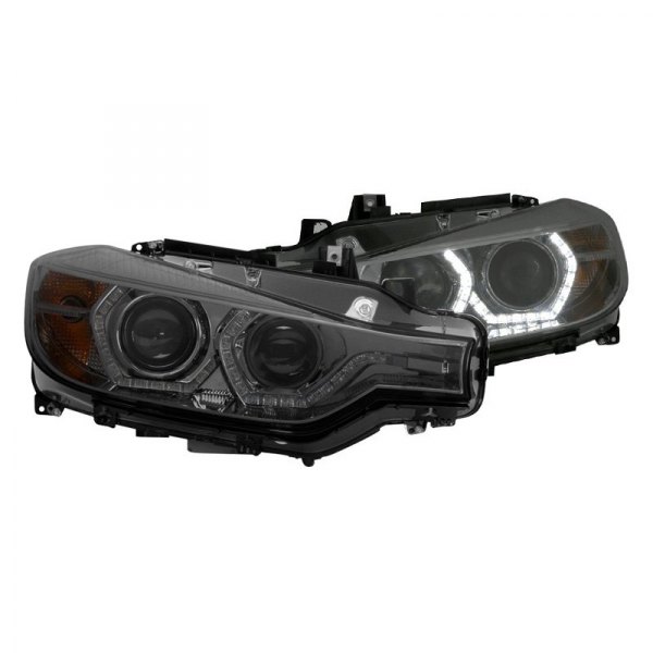 Spyder® - Chrome/Smoke LED Light Tube Projector Headlights, BMW 3-Series