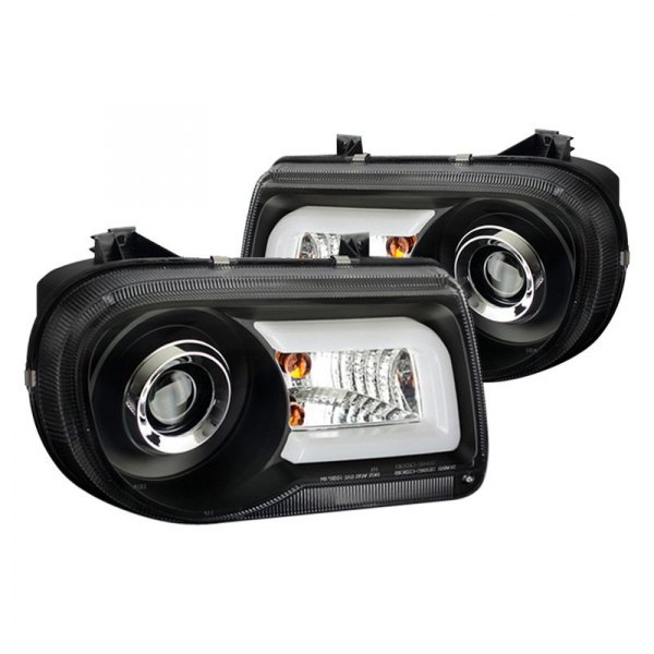 Spyder® - Black LED Light Tube Projector Headlights, Chrysler 300