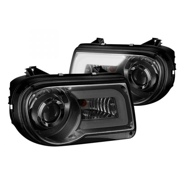 Spyder® - Chrome/Smoke LED Light Tube Projector Headlights, Chrysler 300