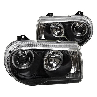 Spyder® - Signature Series Driver and Passenger Side Black Halo Projector Headlights with Parking LEDs
