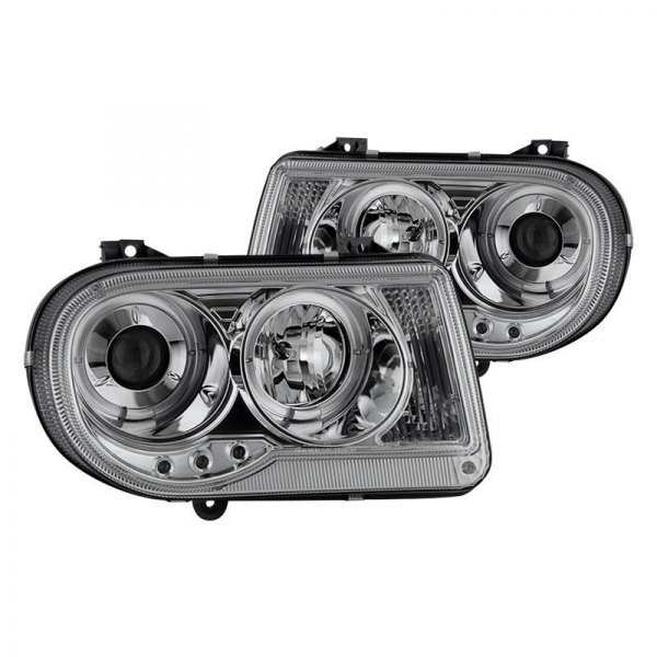 Spyder® - Chrome Halo Projector Headlights with Parking LEDs, Chrysler 300