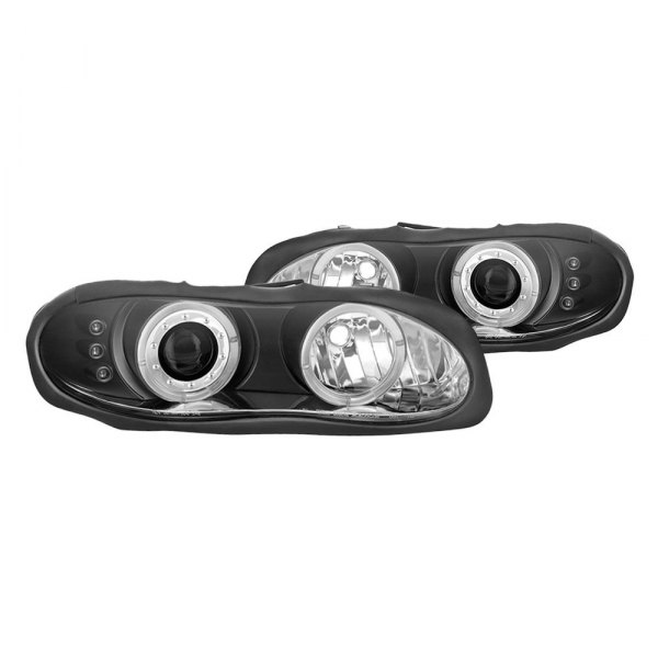Spyder® - Black Halo Projector Headlights with Parking LEDs, Chevy Camaro