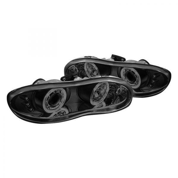 Spyder® - Black/Smoke Halo Projector Headlights with Parking LEDs, Chevy Camaro