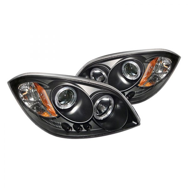 Spyder® - Black Halo Projector Headlights with Parking LEDs, Chevy Cobalt