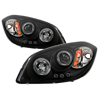 Spyder® - Signature Series Driver and Passenger Side Black Halo Projector Headlights with Parking LEDs